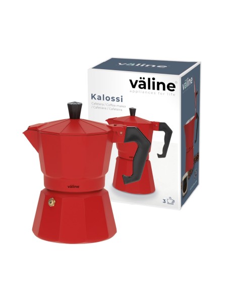 CAFETERA KALOSSI 3 TAZAS ROJO Ref. 400010009