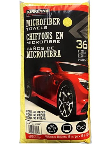 KIRKLAND Signature 713160 Toallas de Microfibra Ultra afelpadas, Paquete de 36, Amarillo, 16 Pulgadas de Alto x 16 Pulgadas de A
