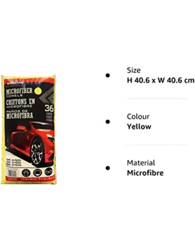 KIRKLAND Signature 713160 Toallas de Microfibra Ultra afelpadas, Paquete de 36, Amarillo, 16 Pulgadas de Alto x 16 Pulgadas de A