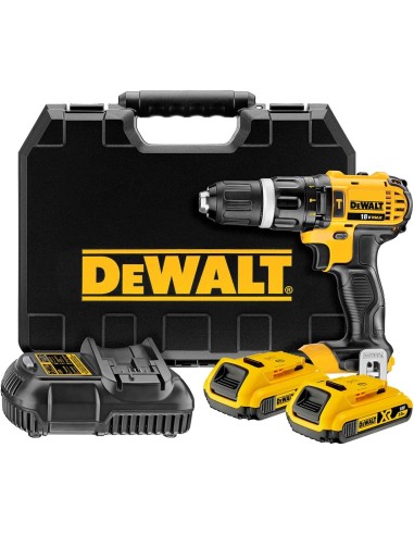 DEWALT DCD709D2T-QW - Taladro Percutor sin escobillas XR 18V, 2 Baterías Li-Ion 2 Ah y Cargador Multi-voltaje XR