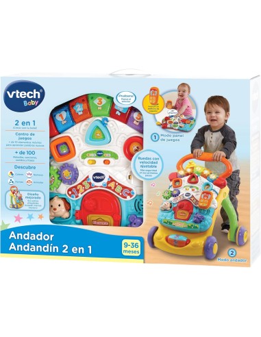 VTech-Baby 2-in-1 Lauflernwagen, Rutschauto mit Musik und Lichtern, klappbaren Beinen, abnehmbarem Bedienfeld, Geschwindigkeitsr