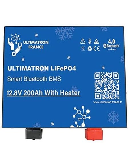 ULTIMATRON - Lithium - 12,8 V 200 Ah - Version chauffée Bluetooth - BMS intelligent LiFePO4 avec Bluetooth
