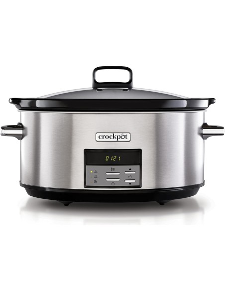 Crock-Pot Olla de cocción lenta digital gran capacidad, para preparar multitud de recetas | 7,5 L | Acero Inoxidable [CSC063]