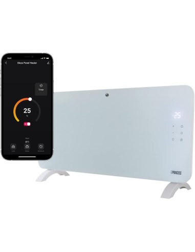 Princess 348150 Calefactor con panel de cristal Smart, controlado por app, Control Manual, por Smartphone o Voz, App Gratuita 15