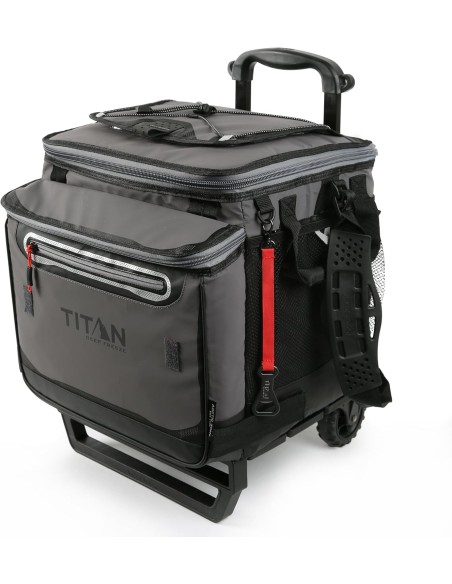 Titan by Arctic Zone Deep Freeze 60 (50+10) - Caixa térmica dobrável com rodas e carrinho para todos os terrenos, cinza "pele de
