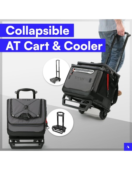 Titan by Arctic Zone Deep Freeze 60 (50+10)  Faltbare Kühlbox mit Rollen und geländegängigem Trolley, Haifischhautgrau