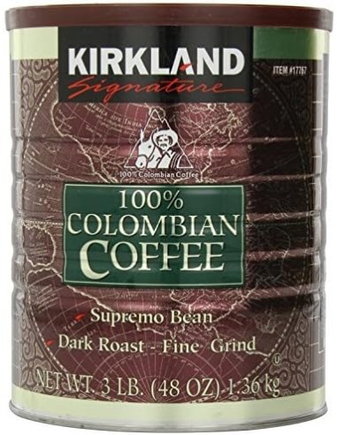 Signature 100% Colombian Coffee Supremo Bean Dark Roast Fine Grind, 3 Pound by Kirkland Signature