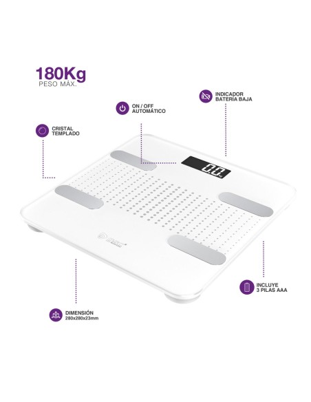 BASCULA DE BAÃO INTELIGENTE VIA BLUETOOTH MILAK BLANCO Ref. 400000006