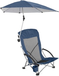 Sport-Brella Silla De Playa, Protección Solar Y Climática UPF 50+, con Sombrilla Ajustable Y Soporte para Bebida