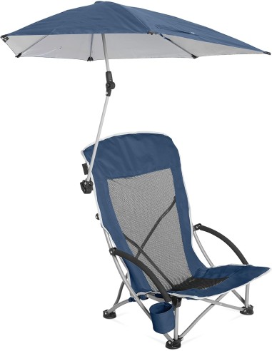 Sport-Brella Silla De Playa, Protección Solar Y Climática UPF 50+, con Sombrilla Ajustable Y Soporte para Bebida