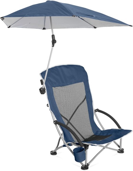 Sport-Brella Silla De Playa, Protección Solar Y Climática UPF 50+, con Sombrilla Ajustable Y Soporte para Bebida