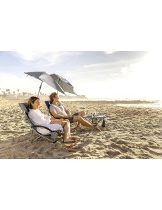 Sport-Brella Silla De Playa, Protección Solar Y Climática UPF 50+, con Sombrilla Ajustable Y Soporte para Bebida 2