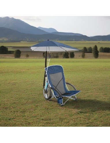 Cadeira de praia Sport-Brella, proteção solar e contra intempéries UPF 50+, com guarda-sol ajustável e porta-copos.