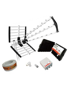 KIT ANTENA TECATEL BKM-18 5G+CABLE 20MT+ AMPLIFICADOR +ACCESORIOS