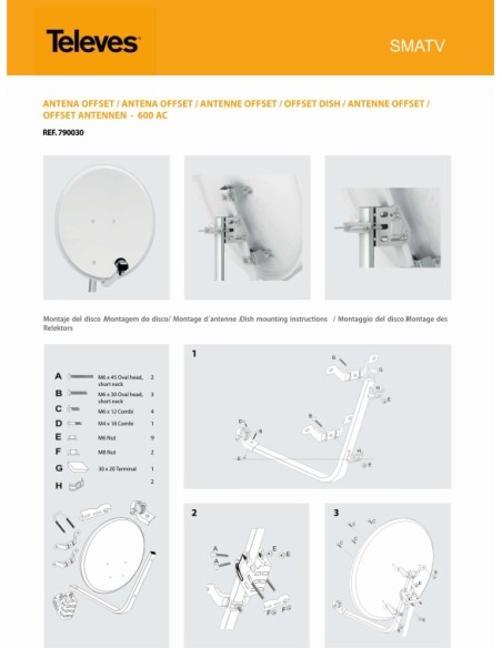 KIT ANTENA PARABOLICA TELEVES 60CM +LNB+ KIT ANTENA PARABOLICA TELEVES 60CM +LNB+