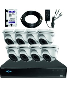 KIT CCTV DVR 8CH + 8 CAMPLIFICADORRAS MINI DOMO 1
