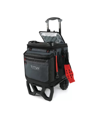 Titan - Nevera de 22,5 litros, con capacidad de 60 latas y carro todoterreno