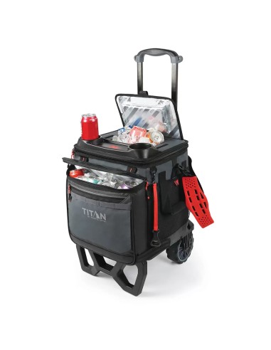 Titan - Refrigerador de 22,5 litros, com capacidade para 60 latas e um carrinho para todos os tipos de terreno.