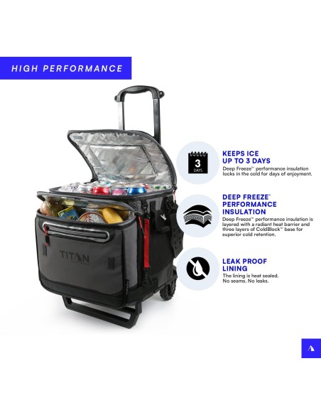 Titan - Réfrigérateur de 22,5 litres, d'une capacité de 60 canettes et équipé d'un chariot tout-terrain.