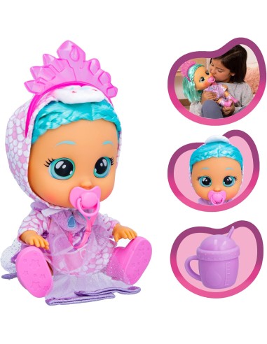 BEBES LLORONES Kiss Me Elodie, Muñeca Interactiva que se Sonroja con un Beso y Llora como un BebE con Pelo para Peinar, Ropa par