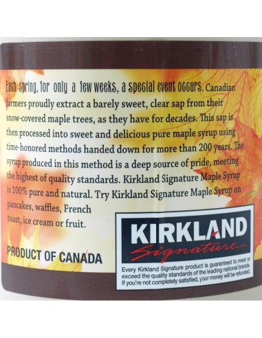  Jarabe de arce Kirkland 100 % puro y natural, grado A, sabor fuerte, 1 L