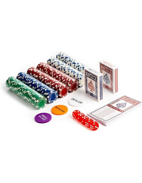 Maverick Poker Set Maletín de Juego Texas Holden 300 fichas + 2 Barajas