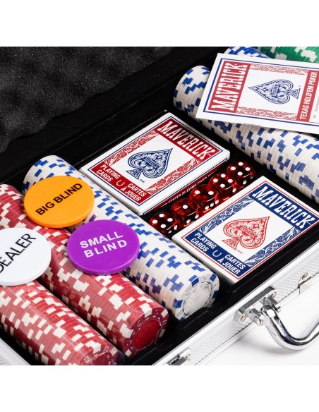 Maverick Poker Set Maletín de Juego Texas Holden 300 fichas + 2 Barajas